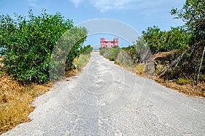 Road leading to St Agatha`s Tower in Malta