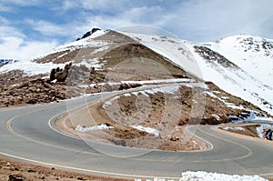 Road leading to the summit of Pike's Peak, Colorado