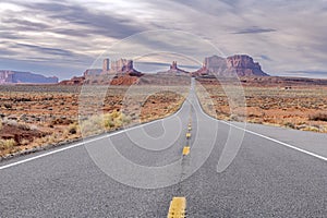 Road leads to Monument Valley in Arizona