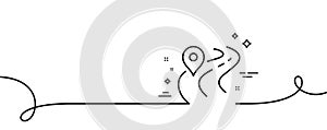Road line icon. Journey path sign. Continuous line with curl. Vector