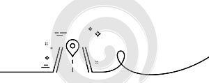 Road line icon. Journey path sign. Continuous line with curl. Vector