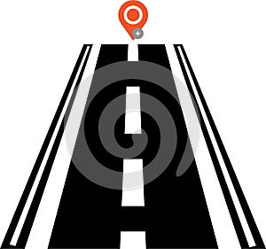 Road Location icon and location, outline style.