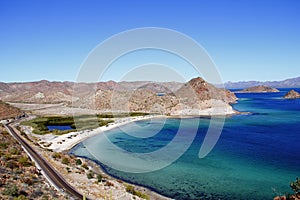 Road beside the Loreto bays in the sea of baja california, mexico IX