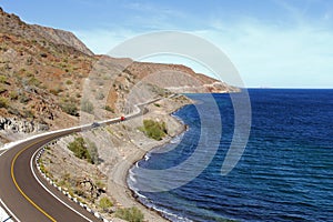 Road beside the Loreto bays in the sea of baja california, mexico XIV