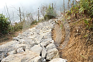 Road made with stone in a village of sillery gaon, kalimpong