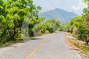 Road and Maderas volcano on Ometepe island, Nicarag photo