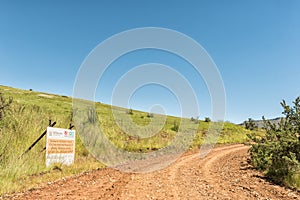 Road maintenance information sign on the Elands Height Pass