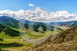 Road making loops and turns over mountain pass