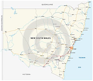 Road map of the Australian state New South Wales map photo