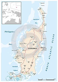 Road map of Babeldaob Island, Palau, Caroline Islands