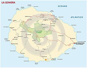 Road map of Canary Island La Gomera
