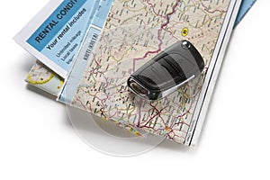 Road map and car key