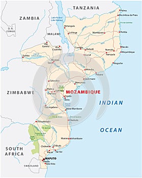 Road map of East African State mozambique