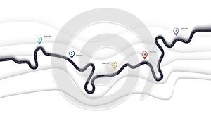 Road map and journey route infographics template. Winding road timeline illustration. Flat vector. Eps 10