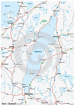 Road map of Lake VÃ¤ttern in southwest Sweden photo