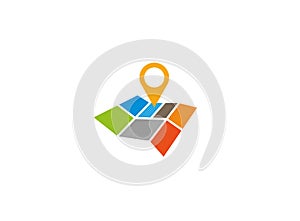 Road map pin a pointer with a roadmap position for logo
