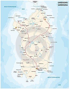 Road map of sardinia Iseland