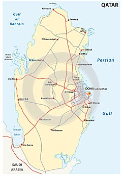 Road Map of the States of Qatar photo