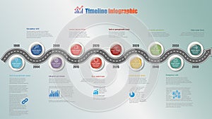 Road map timeline infographic with 10 steps circle, Vector Illustration