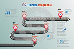 Road map Timeline Infographic, Vector Illustration