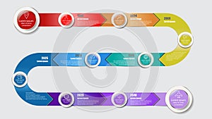 Road map Timeline Infographic, Vector Illustration