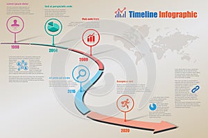 Road map Timeline Infographic, Vector Illustration