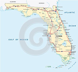 Road map of the US American Federal State florida