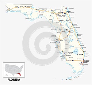 Road map of the US American State of florida