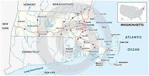 Road map of the US American State of Massachusetts