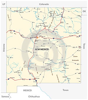 Road map of the US American State of New Mexico