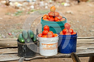 Road market in Tanzania photo