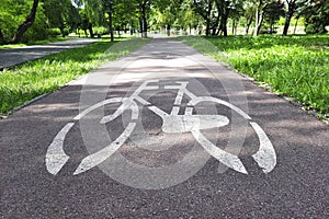 Road markings marking road for cyclists