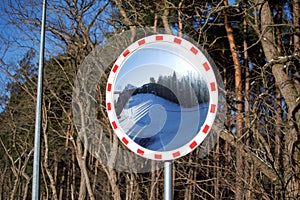 Road mirror facilitating the exit from a subordinated road in Poland