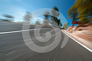 Road with a motion blur