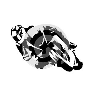 Road motorcycle rider, abstract vector silhouette