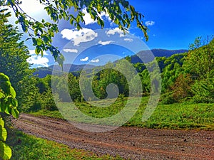 The road. Mountain. Horizon. Background. Borja, Bosnia and Herzegovina.