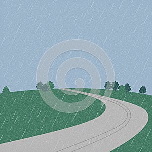 Road on the mountain during rainy season