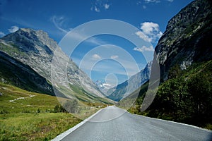 Road through mountain scenery in Norway