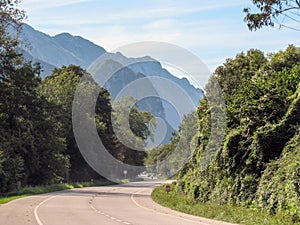 Road in the mountains, Cantabrian mountains in Asturias, Picos de Europa mountain range photo