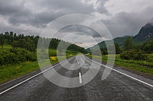 road mountains cloudy