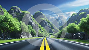 Road in the mountains. 3d render of the road in the mountains.