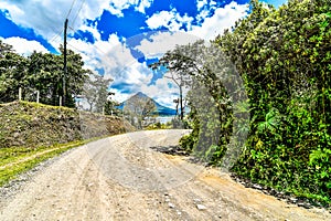 road in mountains, landscape with Arenal Volcan in costa rica central america