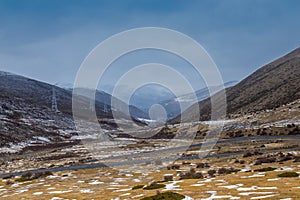 Road in the mountains at morning time