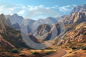 Road in the mountains,   render,   generated image