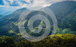 The road between mountains in Sa Pa, Vietnam