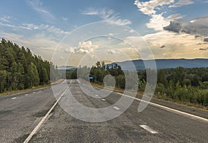 The road in the mountains of the Southern Urals.