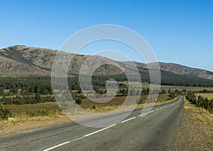 The road in the mountains of the Southern Urals.