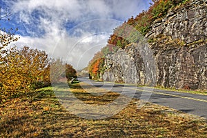 Road in the mountians in fall photo