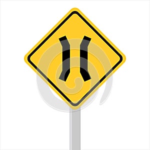 Road narrowing traffic signs