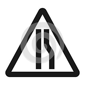 Road Narrows ahead sign line icon